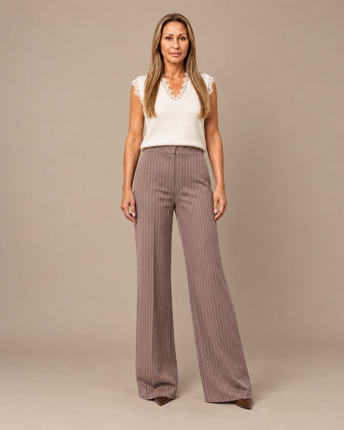 Maryley Abbigliamento Pantalone palazzo gessato 