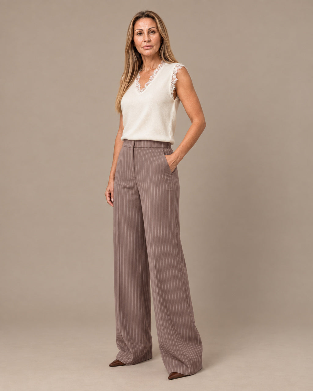 Maryley Abbigliamento Pantalone palazzo gessato 