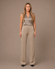 Pantalone palazzo in principe di Galles Maryley Beige