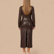 Maryley Abbigliamento Gonna longuette in ecopelle con spacco 