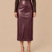 Maryley Abbigliamento Gonna longuette in ecopelle con spacco 