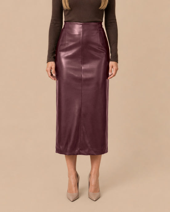 Maryley Abbigliamento Gonna longuette in ecopelle con spacco 