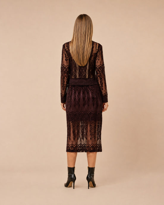 Maryley Abbigliamento Gonna longuette in pizzo floccato 