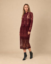 Gonna longuette in pizzo floccato Maryley Moro