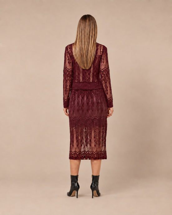 Maryley Abbigliamento Gonna longuette in pizzo floccato 