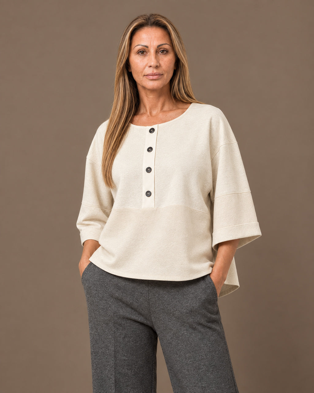 Maryley Abbigliamento Blusa block color in punto Milano 