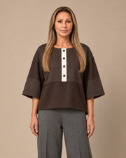 Blusa block color in punto Milano Maryley Moro