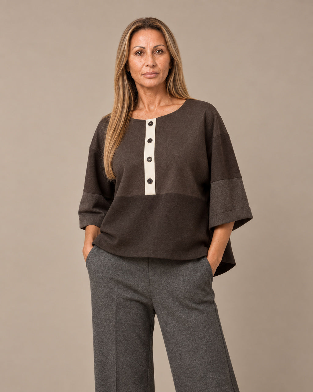 Maryley Abbigliamento Blusa block color in punto Milano 