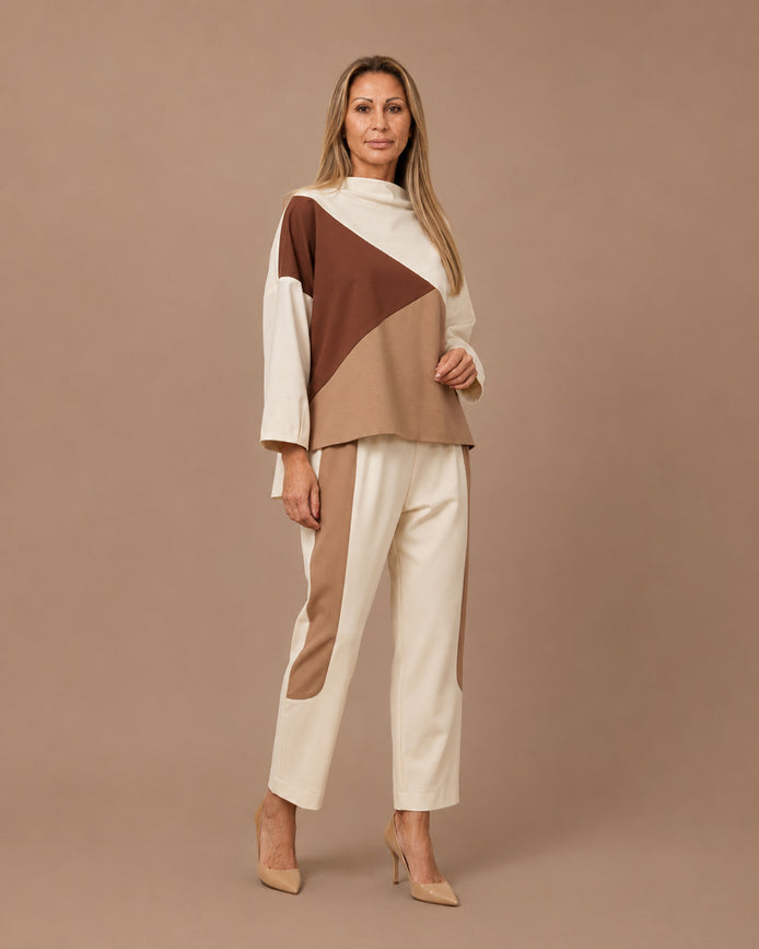 Maryley Abbigliamento Blusa color block in punto Milano 