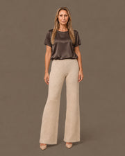 Blusa girocollo a maniche corte in raso di viscosa Maryley Moro