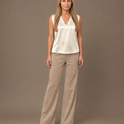 Maryley Abbigliamento Top con scollo a V in raso di viscosa 