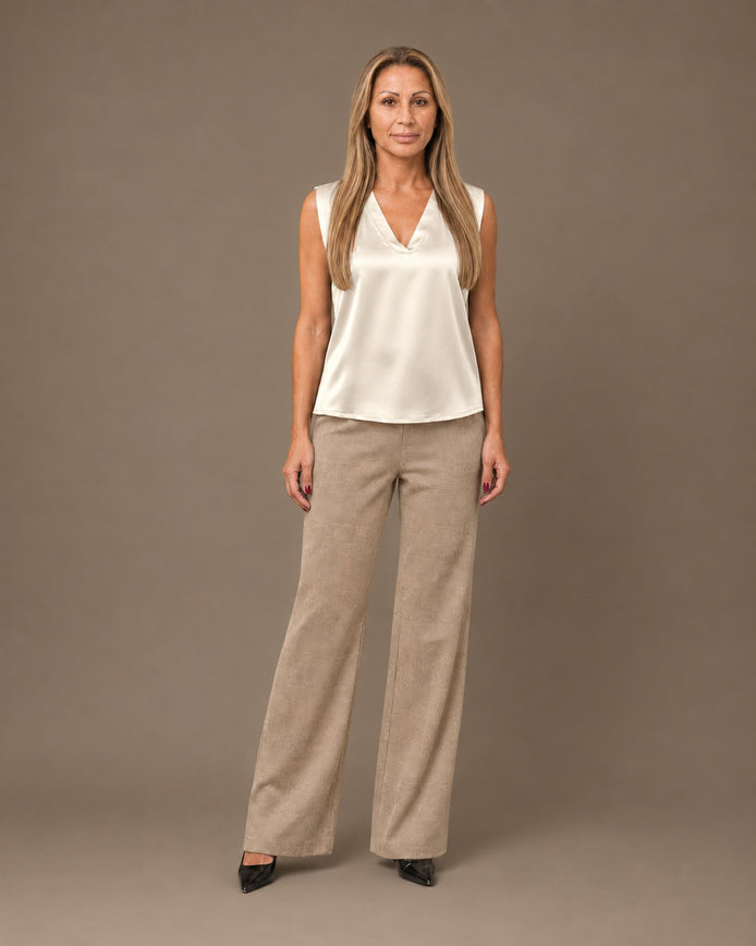 Maryley Abbigliamento Top con scollo a V in raso di viscosa 