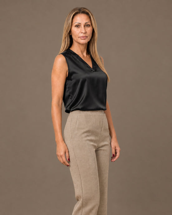 Maryley Abbigliamento Top con scollo a V in raso di viscosa 