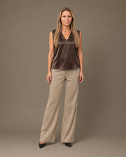 Top con scollo a V in raso di viscosa Maryley Moro
