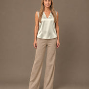 Maryley Abbigliamento Top con scollo a V in raso di viscosa 