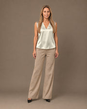 Top con scollo a V in raso di viscosa Maryley Lana