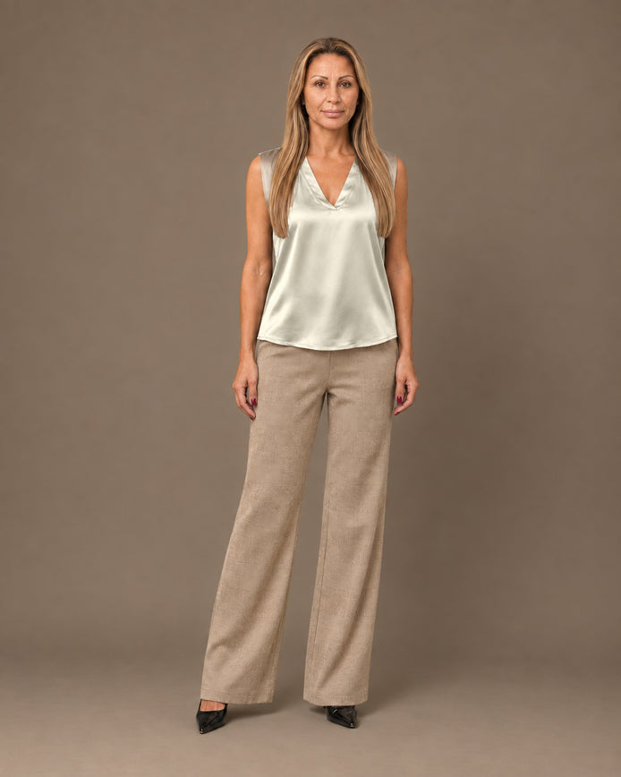 Maryley Abbigliamento Top con scollo a V in raso di viscosa 