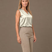 Maryley Abbigliamento Top con scollo a V in raso di viscosa 