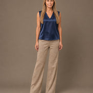 Maryley Abbigliamento Top con scollo a V in raso di viscosa 