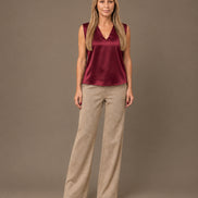 Maryley Abbigliamento Top con scollo a V in raso di viscosa 