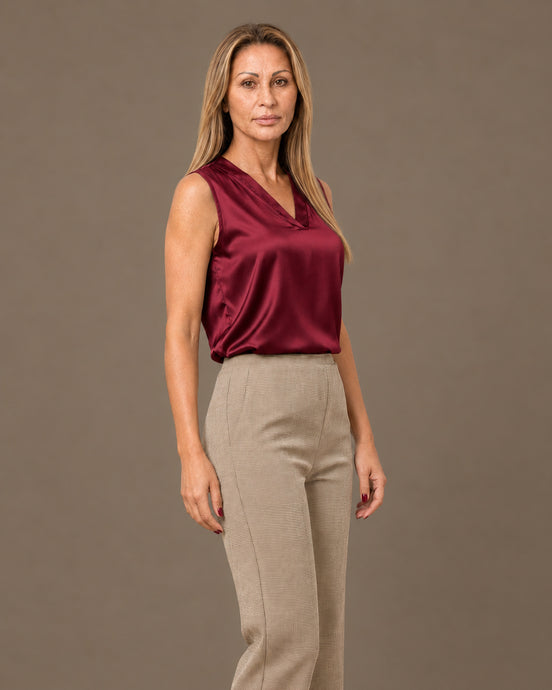 Maryley Abbigliamento Top con scollo a V in raso di viscosa 
