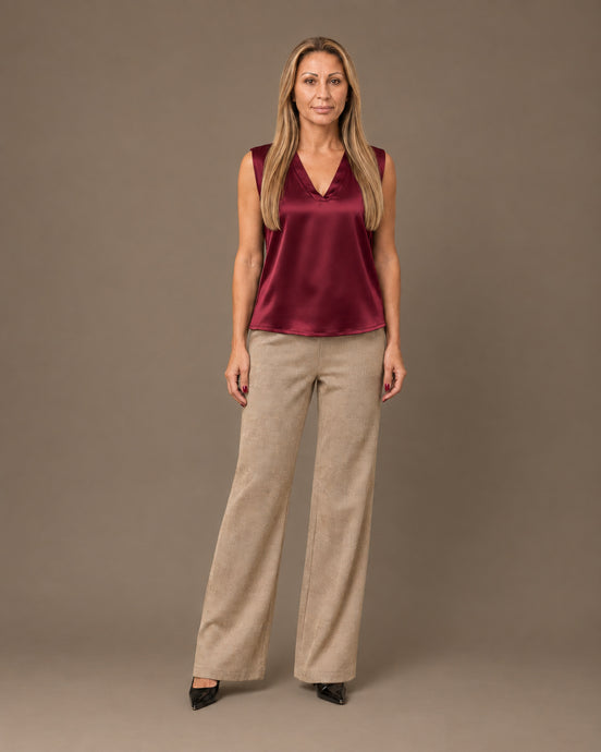 Maryley Abbigliamento Top con scollo a V in raso di viscosa 