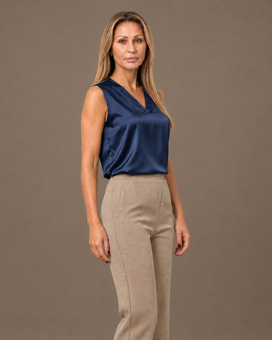 Maryley Abbigliamento Top con scollo a V in raso di viscosa 