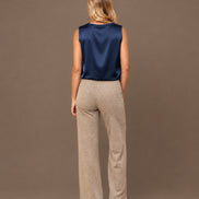 Maryley Abbigliamento Top con scollo a V in raso di viscosa 