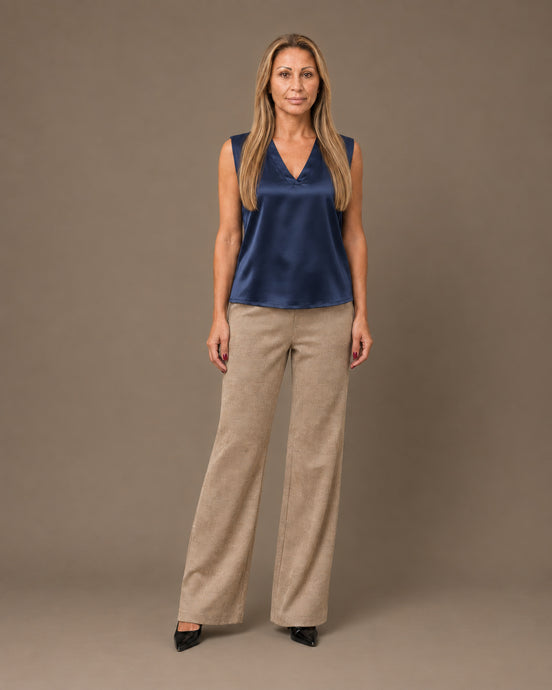 Maryley Abbigliamento Top con scollo a V in raso di viscosa 
