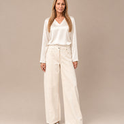Maryley Abbigliamento Blusa con scollo a V in raso di viscosa 