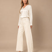 Maryley Abbigliamento Blusa con scollo a V in raso di viscosa 