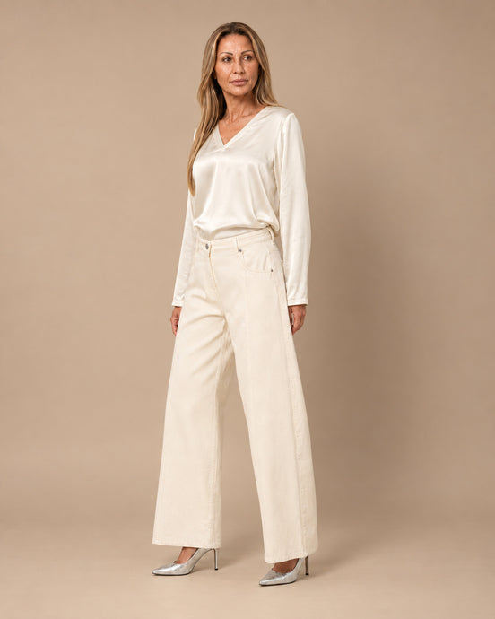 Maryley Abbigliamento Blusa con scollo a V in raso di viscosa 