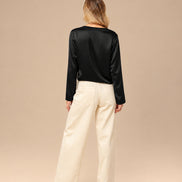 Maryley Abbigliamento Blusa con scollo a V in raso di viscosa 
