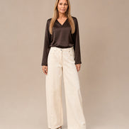 Maryley Abbigliamento Blusa con scollo a V in raso di viscosa 