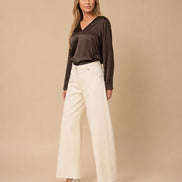 Maryley Abbigliamento Blusa con scollo a V in raso di viscosa 