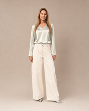 Blusa con scollo a V in raso di viscosa Maryley Lana