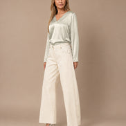 Maryley Abbigliamento Blusa con scollo a V in raso di viscosa 