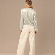 Maryley Abbigliamento Blusa con scollo a V in raso di viscosa 