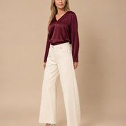 Maryley Abbigliamento Blusa con scollo a V in raso di viscosa 