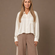 Maryley Abbigliamento Camicia in raso di viscosa con taschino 