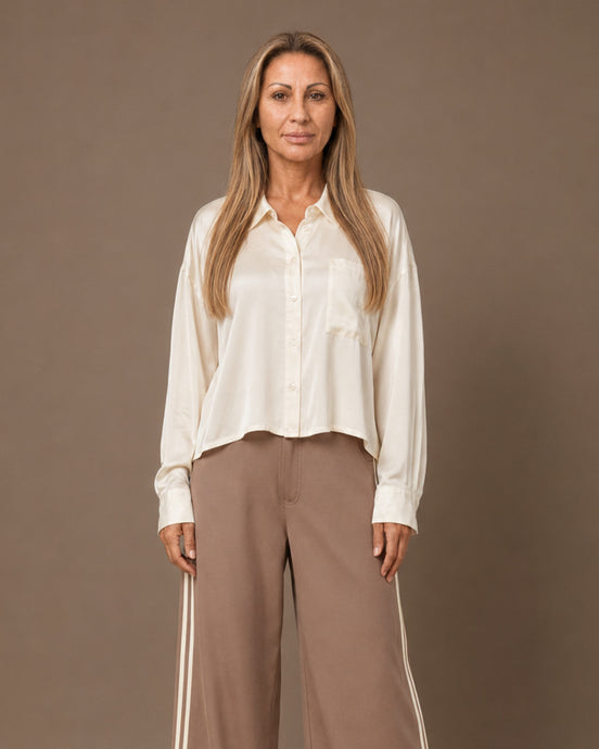 Maryley Abbigliamento Camicia in raso di viscosa con taschino 