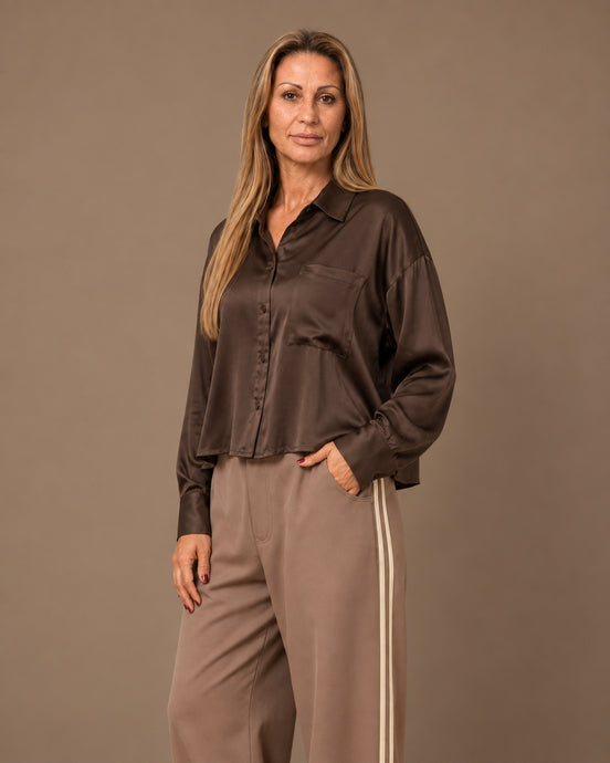Maryley Abbigliamento Camicia in raso di viscosa con taschino 