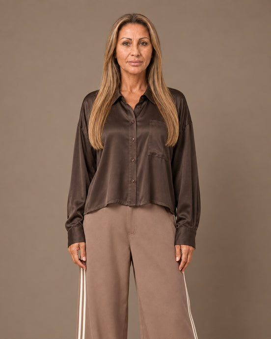 Maryley Abbigliamento Camicia in raso di viscosa con taschino 