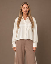 Camicia in raso di viscosa con taschino Maryley Lana
