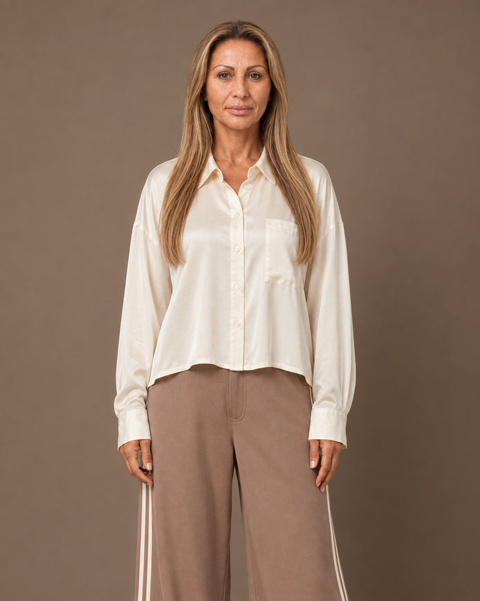Maryley Abbigliamento Camicia in raso di viscosa con taschino 