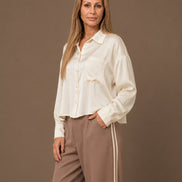 Maryley Abbigliamento Camicia in raso di viscosa con taschino 