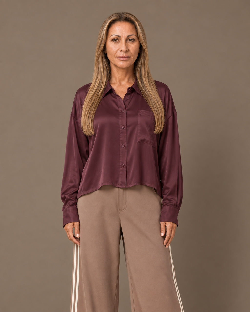 Maryley Abbigliamento Camicia in raso di viscosa con taschino 