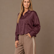 Maryley Abbigliamento Camicia in raso di viscosa con taschino 
