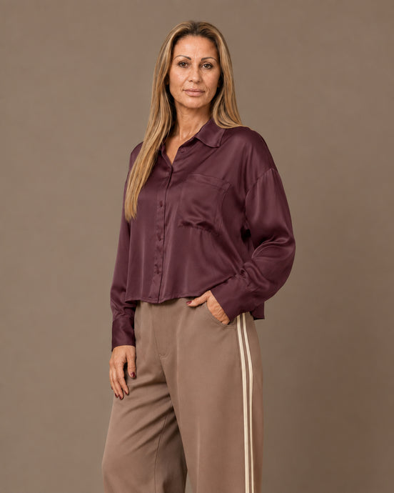 Maryley Abbigliamento Camicia in raso di viscosa con taschino 