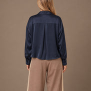 Maryley Abbigliamento Camicia in raso di viscosa con taschino 